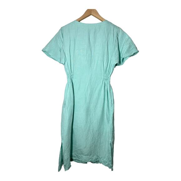 Project Eve Mint Green Linen Viscose Midi Dress Short Sleeve Modest Sz Small - Picture 3 of 10